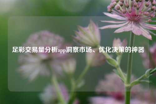 足彩交易量分析app洞察市场、优化决策的神器