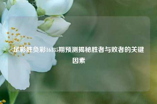 足彩胜负彩16185期预测揭秘胜者与败者的关键因素
