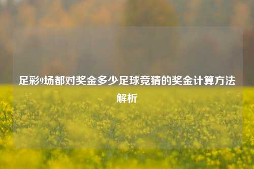足彩9场都对奖金多少足球竞猜的奖金计算方法解析