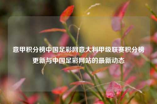 意甲积分榜中国足彩网意大利甲级联赛积分榜更新与中国足彩网站的最新动态