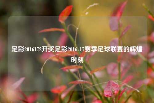 足彩2016172开奖足彩2016-17赛季足球联赛的辉煌时刻