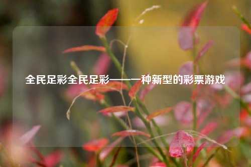 全民足彩全民足彩——一种新型的彩票游戏