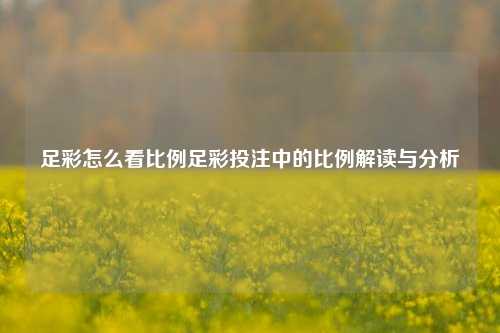 足彩怎么看比例足彩投注中的比例解读与分析
