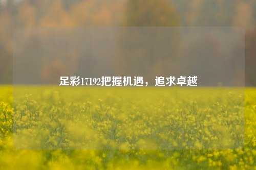 足彩17192把握机遇，追求卓越