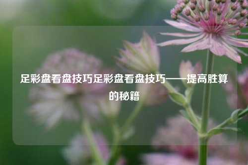 足彩盘看盘技巧足彩盘看盘技巧——提高胜算的秘籍