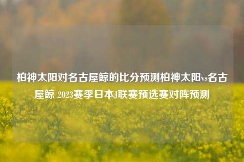 柏神太阳对名古屋鲸的比分预测柏神太阳vs名古屋鲸 2023赛季日本J联赛预选赛对阵预测
