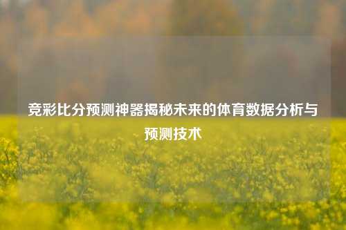 竞彩比分预测神器揭秘未来的体育数据分析与预测技术