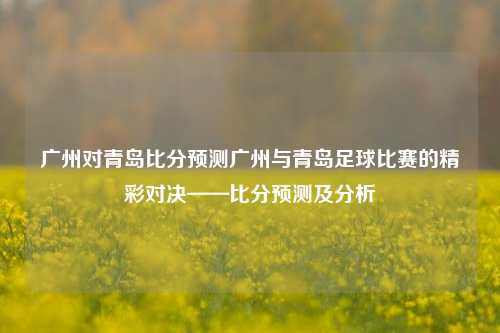 广州对青岛比分预测广州与青岛足球比赛的精彩对决——比分预测及分析