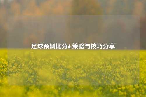 足球预测比分ds策略与技巧分享
