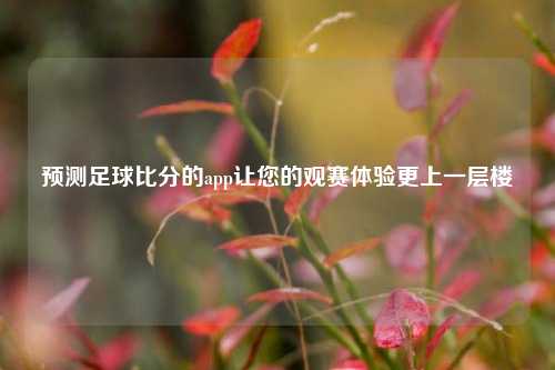 预测足球比分的app让您的观赛体验更上一层楼