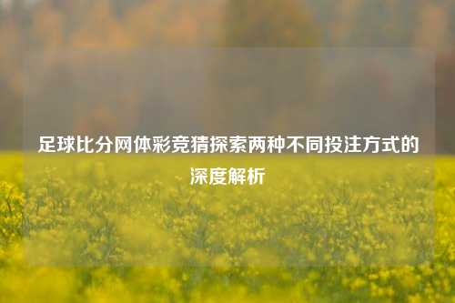 足球比分网体彩竞猜探索两种不同投注方式的深度解析