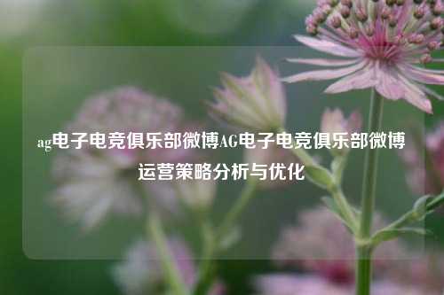 ag电子电竞俱乐部微博AG电子电竞俱乐部微博运营策略分析与优化