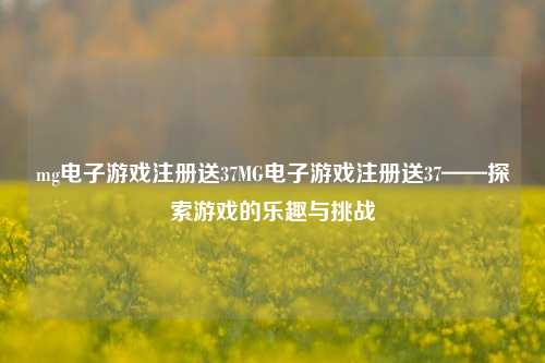 mg电子游戏注册送37MG电子游戏注册送37——探索游戏的乐趣与挑战