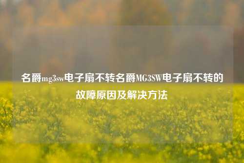 名爵mg3sw电子扇不转名爵MG3SW电子扇不转的故障原因及解决方法