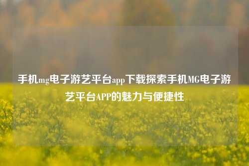 手机mg电子游艺平台app下载探索手机MG电子游艺平台APP的魅力与便捷性