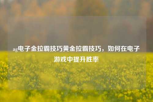 ag电子金拉霸技巧黄金拉霸技巧，如何在电子游戏中提升胜率