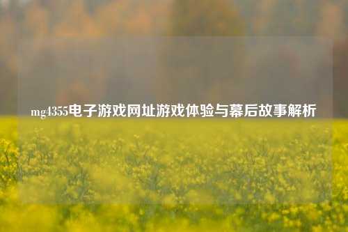 mg4355电子游戏网址游戏体验与幕后故事解析