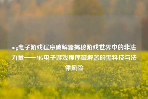 mg电子游戏程序破解器揭秘游戏世界中的非法力量——MG电子游戏程序破解器的黑科技与法律风险