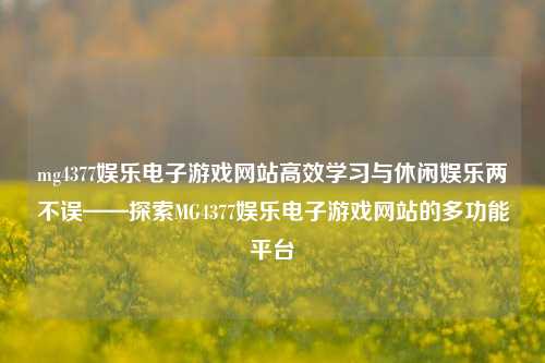 mg4377娱乐电子游戏网站高效学习与休闲娱乐两不误——探索MG4377娱乐电子游戏网站的多功能平台