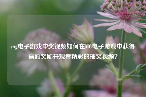 mg电子游戏中奖视频如何在MG电子游戏中获得高额奖励并观看精彩的抽奖视频？