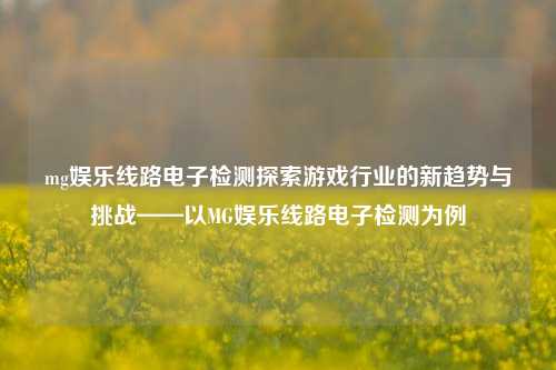mg娱乐线路电子检测探索游戏行业的新趋势与挑战——以MG娱乐线路电子检测为例
