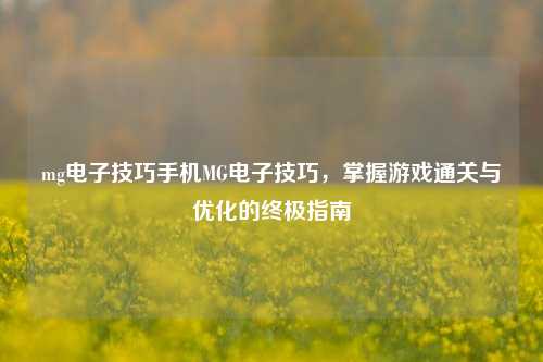 mg电子技巧手机MG电子技巧，掌握游戏通关与优化的终极指南