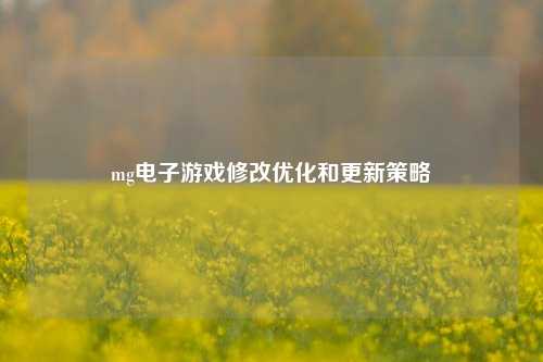 mg电子游戏修改优化和更新策略