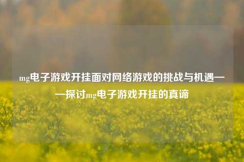 mg电子游戏开挂面对网络游戏的挑战与机遇——探讨mg电子游戏开挂的真谛