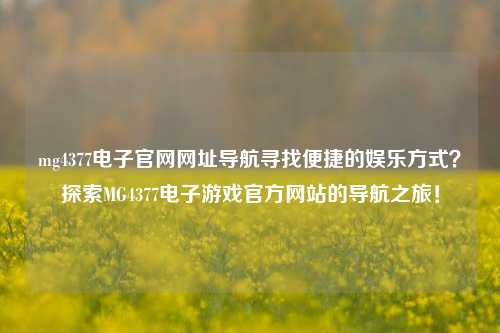 mg4377电子官网网址导航寻找便捷的娱乐方式？探索MG4377电子游戏官方网站的导航之旅！