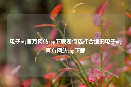电子mg官方网站app下载如何选择合适的电子mg官方网站app下载