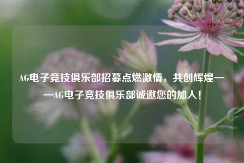 AG电子竞技俱乐部招募点燃激情，共创辉煌——AG电子竞技俱乐部诚邀您的加入！