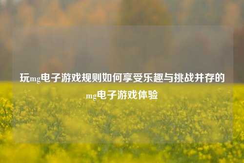 玩mg电子游戏规则如何享受乐趣与挑战并存的mg电子游戏体验
