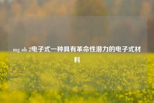mg oh 2电子式一种具有革命性潜力的电子式材料