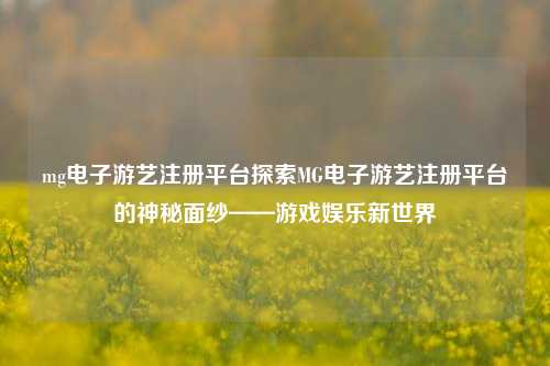mg电子游艺注册平台探索MG电子游艺注册平台的神秘面纱——游戏娱乐新世界