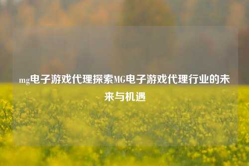 mg电子游戏代理探索MG电子游戏代理行业的未来与机遇