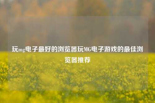玩mg电子最好的浏览器玩MG电子游戏的最佳浏览器推荐