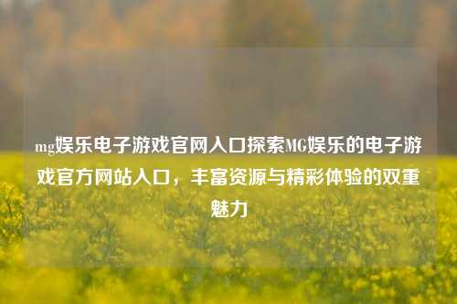 mg娱乐电子游戏官网入口探索MG娱乐的电子游戏官方网站入口，丰富资源与精彩体验的双重魅力