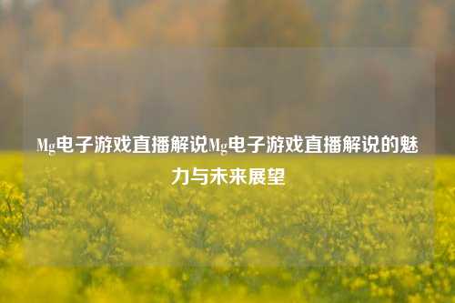 Mg电子游戏直播解说Mg电子游戏直播解说的魅力与未来展望