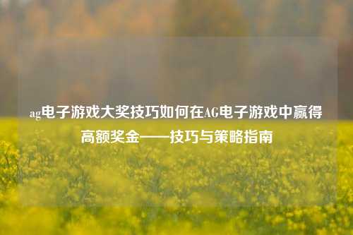 ag电子游戏大奖技巧如何在AG电子游戏中赢得高额奖金——技巧与策略指南