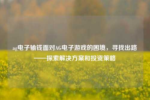 ag电子输钱面对AG电子游戏的困境，寻找出路——探索解决方案和投资策略