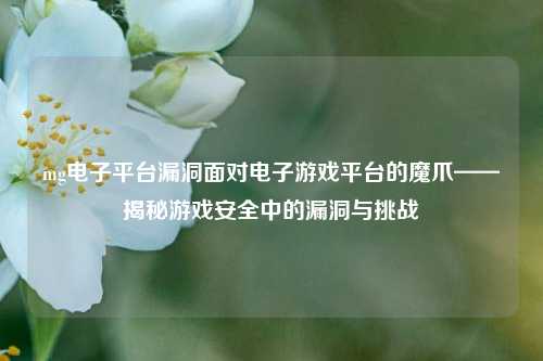 mg电子平台漏洞面对电子游戏平台的魔爪——揭秘游戏安全中的漏洞与挑战
