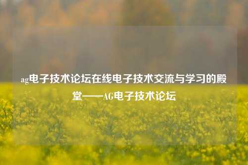 ag电子技术论坛在线电子技术交流与学习的殿堂——AG电子技术论坛