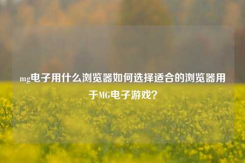 mg电子用什么浏览器如何选择适合的浏览器用于MG电子游戏？